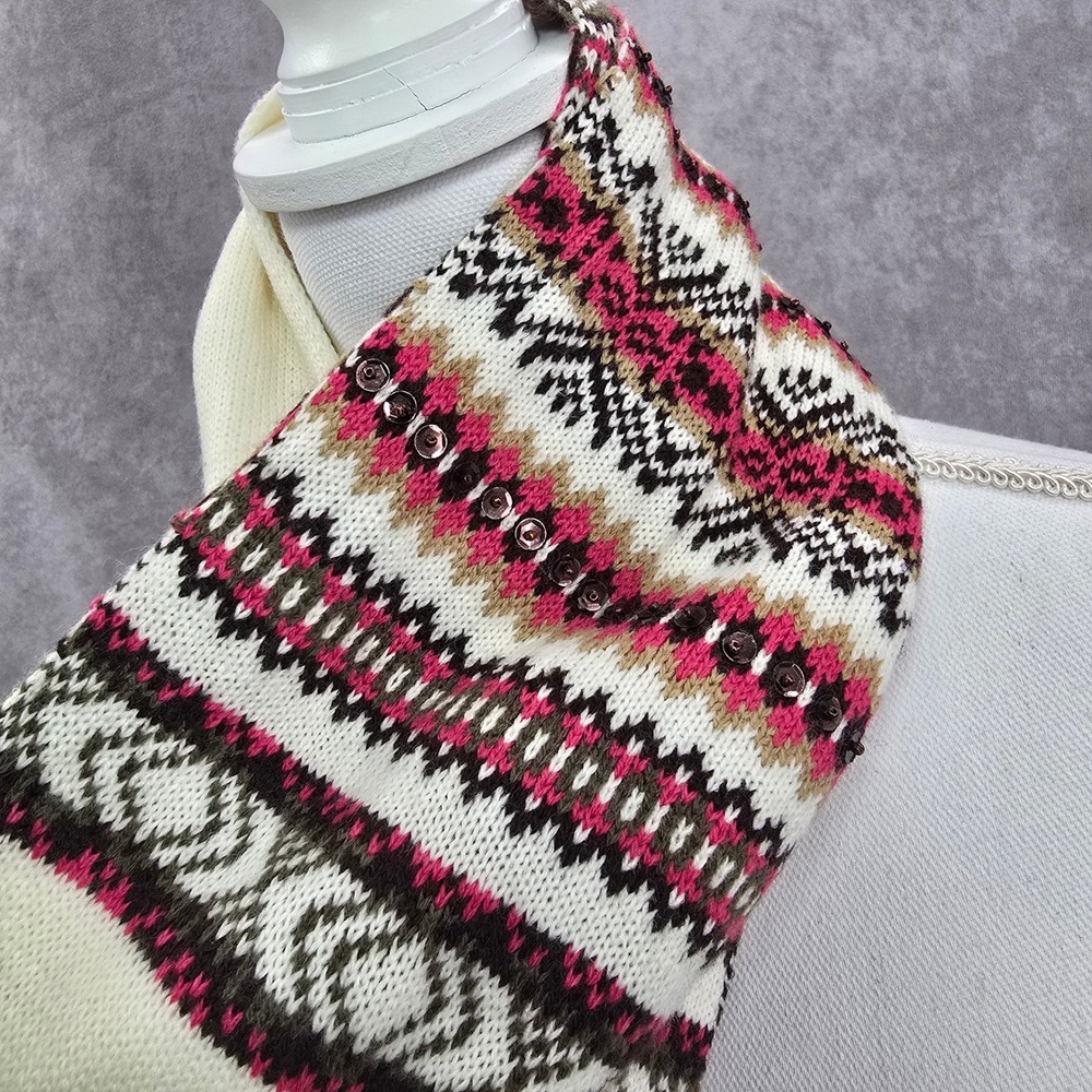 Y2K Vintage‎ Multicolor Sequin Knit Cottage Granny Swan Cozy Wrap Shawl Scarf OS - Picture 5 of 6